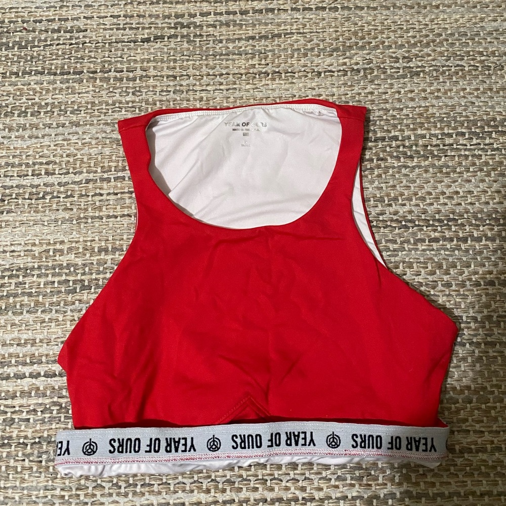 Year Of Ours Red Halter Sports Bra